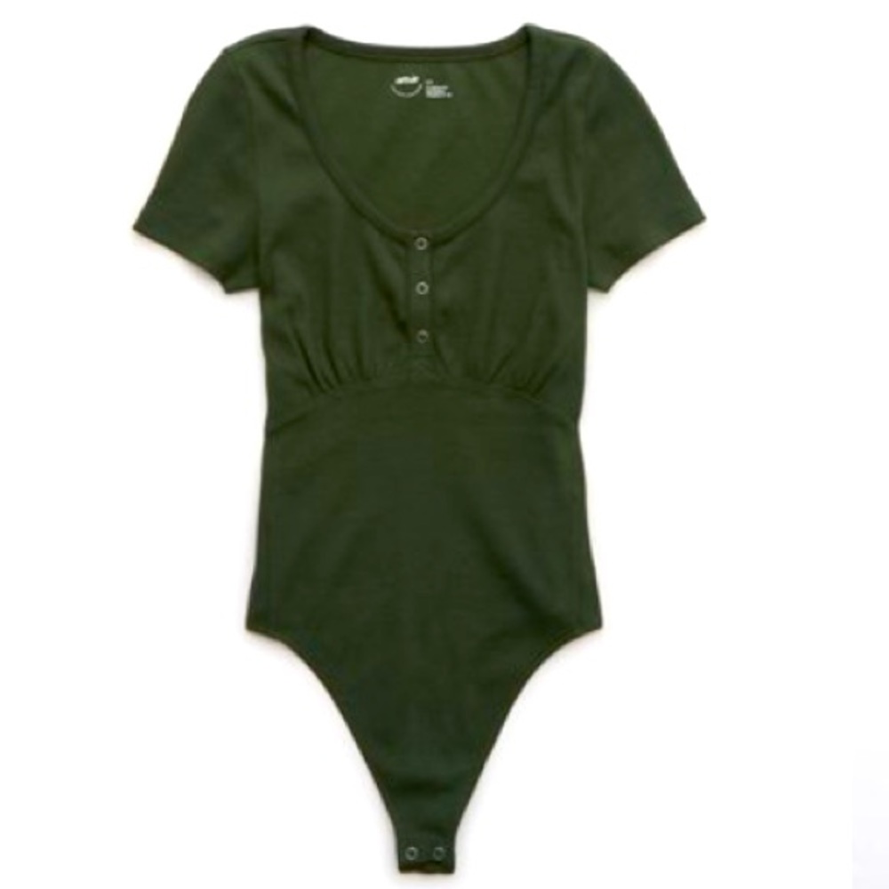 Aerie Short Sleeve Henley Bodysuit in Sycamore